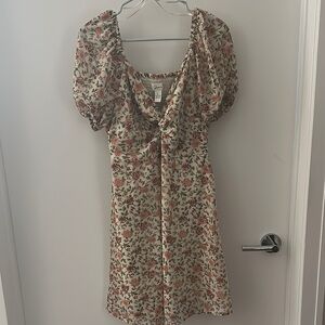 Japna Pink and Cream Floral Mini Dress